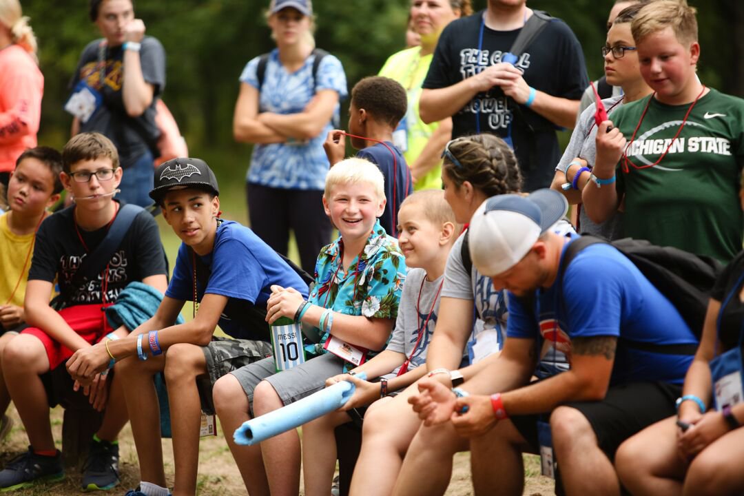 Campers at children's oncology camp