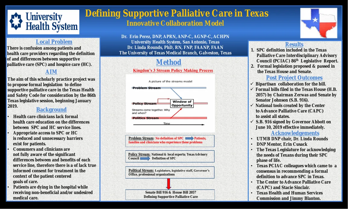 Defining Supportive Palliative Care in Texas - Poster Image