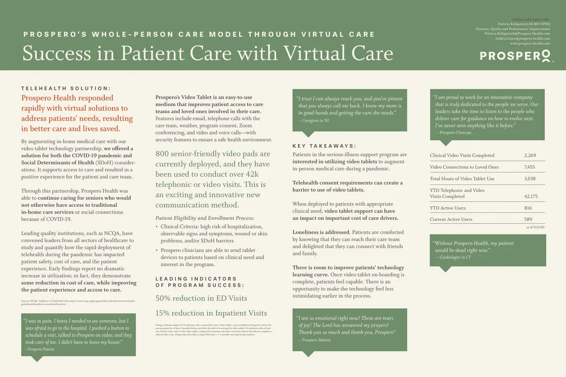 Establishing Video Visit Capability; A Success Story - Poster Image
