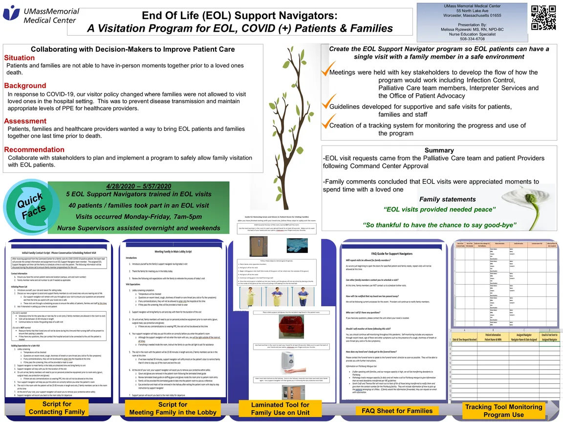 EOL Support Navigators:  A Visitation Program for End of Life, COVID (+) Patients & Families - Poster Image