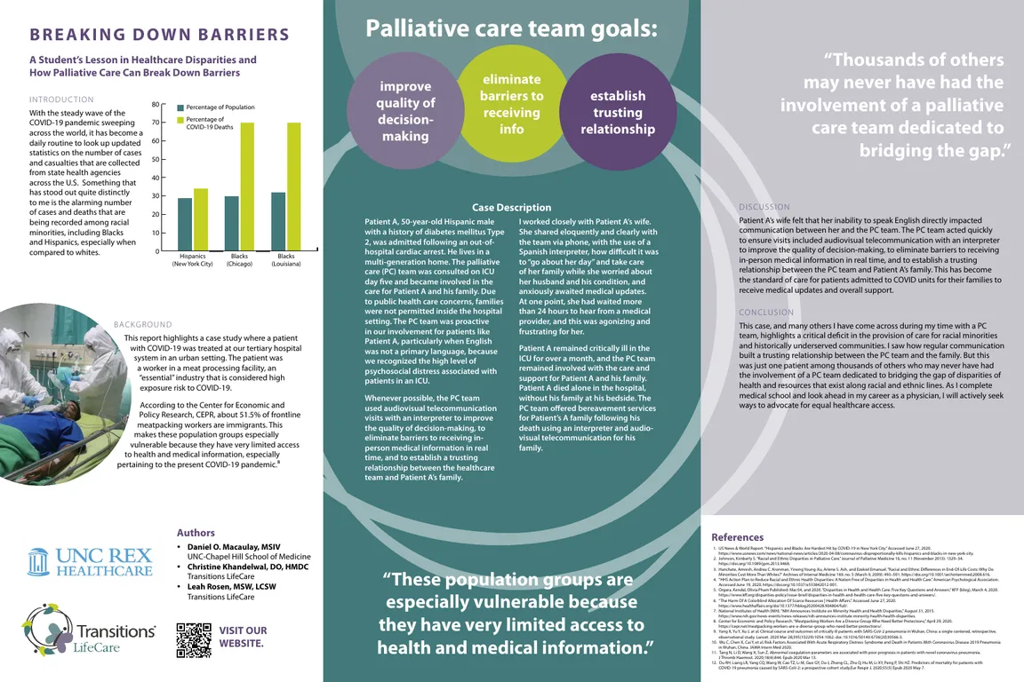 A Student's Lesson in Healthcare Disparities and How Palliative Care Can Break Down Barriers - Poster Image
