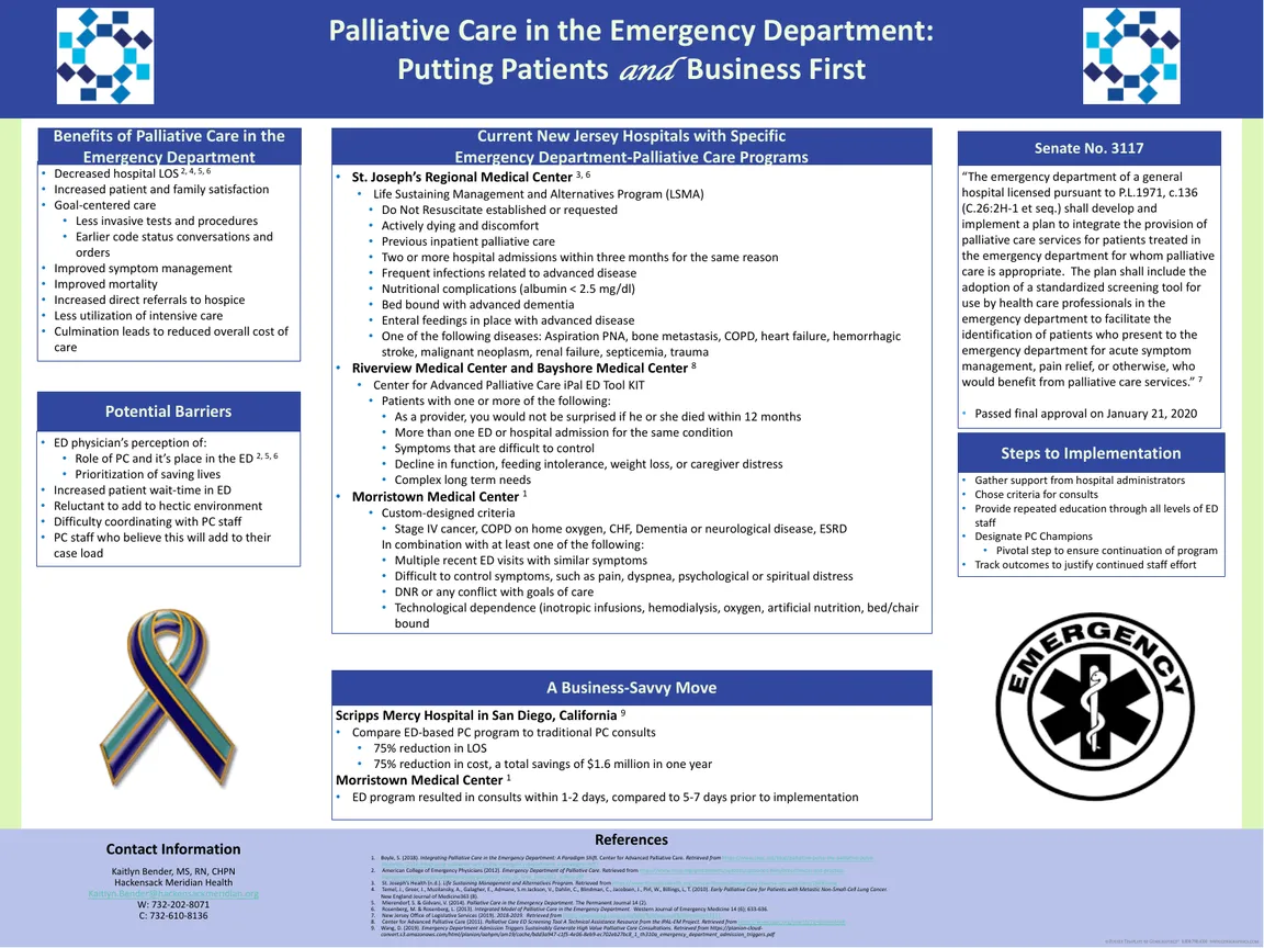 Palliative Care in the Emergency Department:
Putting Patients and Business First - Poster Image