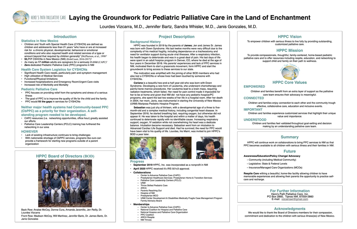 Laying the groundwork for Pediatric Palliative Care Services in The Land of Enchantment. - Poster Image
