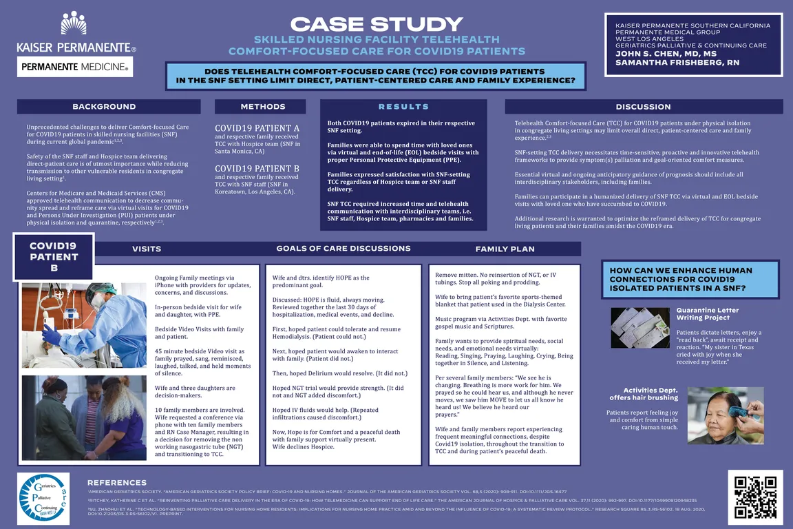 Case Study - Skilled Nursing Facility Telehealth Comfort-focused Care for COVID19 Patients - Poster Image