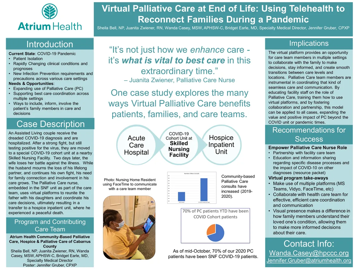 Virtual PC at End of Life: Using Telehealth to Reconnect Families During a Pandemic - Poster Image
