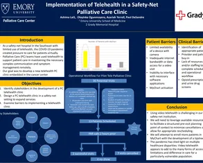 Implementation of telehealth in a Safety-Net Palliative Care (PC) Clinic - Poster Image