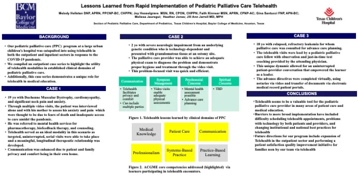Lessons Learned from Rapid Implementation of Pediatric Palliative Care Telehealth - Poster Image