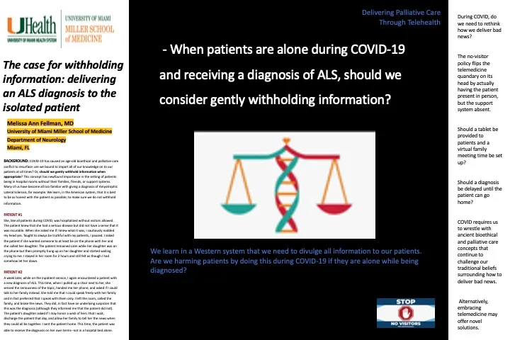 The case for withholding information: delivering an ALS diagnosis to the isolated patient - Poster Image