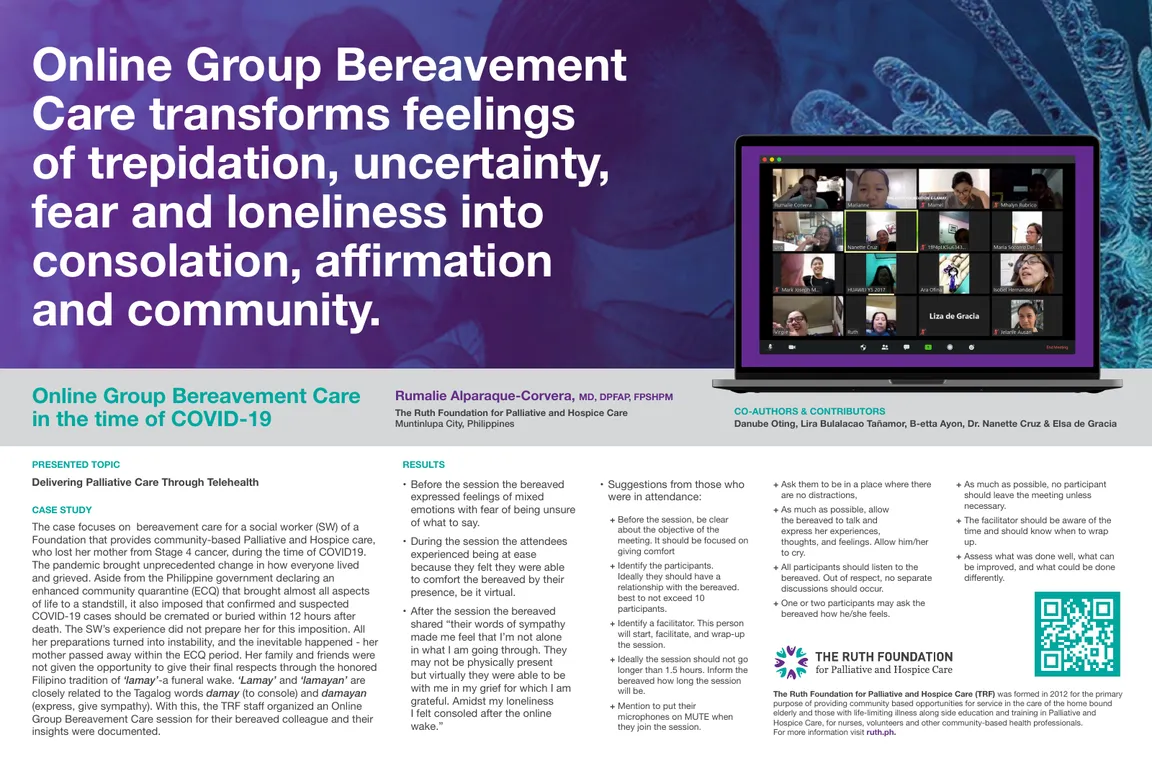 Online Group Bereavement Care in the time of COVID-19 - Poster Image