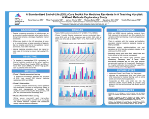 Developing a Standardized End-of-Life (EOL) Care Toolkit for Medicine Residents in Teaching Hospitals: A Mixed Methods Exploratory Study - Poster Image