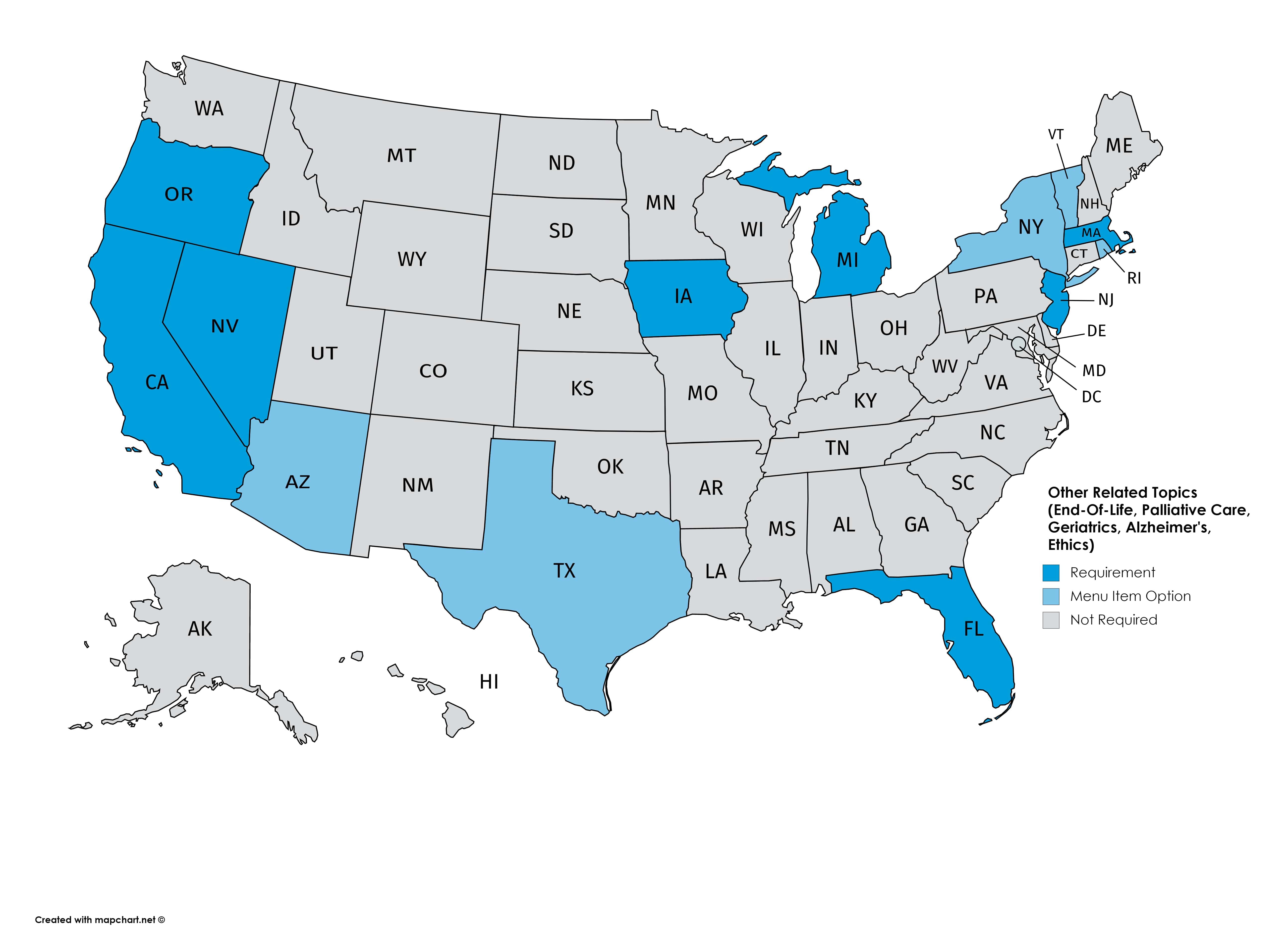 US Map Depicting Continuing Medical Education (CME) on Miscellaneous Topics, 2020
