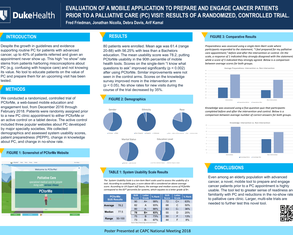 Evaluation of a Mobile App to Prepare and Engage Cancer Patients Prior to a Palliative Care (PC) Visit: Results of a Randomized, Controlled Trial - Poster Image