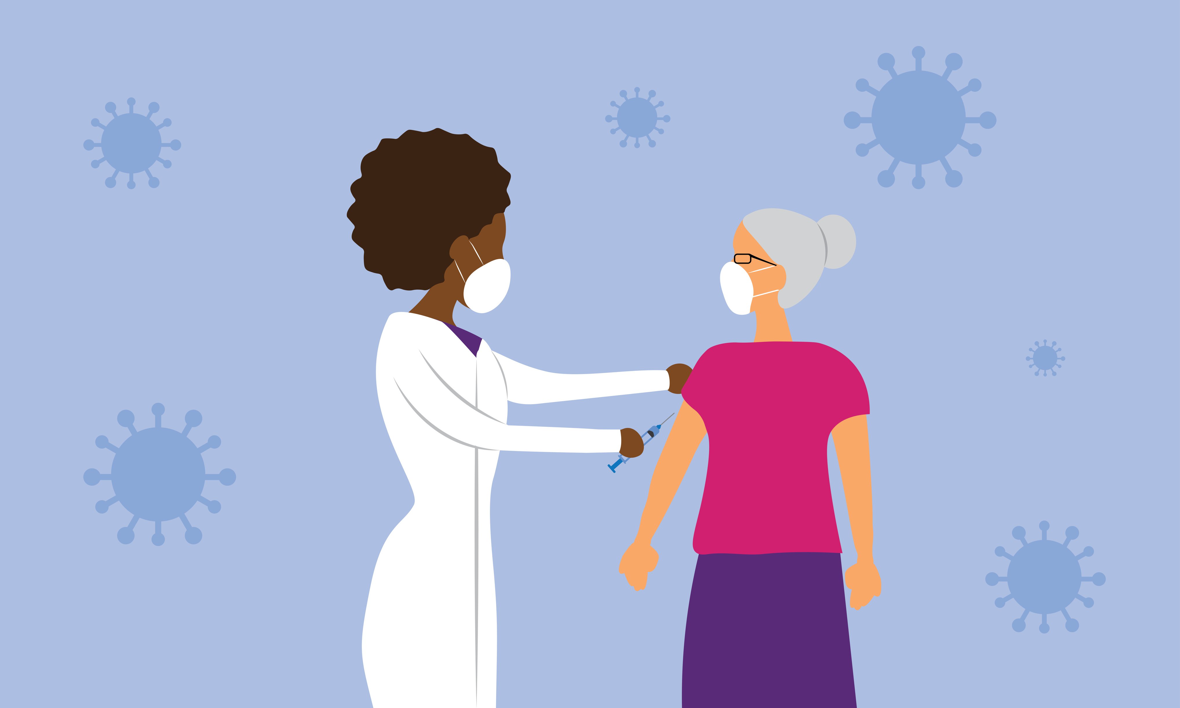 Graphic cartoon image of clinician giving a vaccine to a patient.jpg