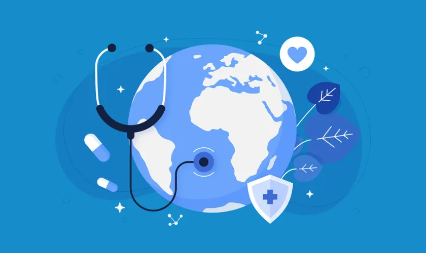 Graphic illustration of the earth with a stethoscope checking the pulse-840x500