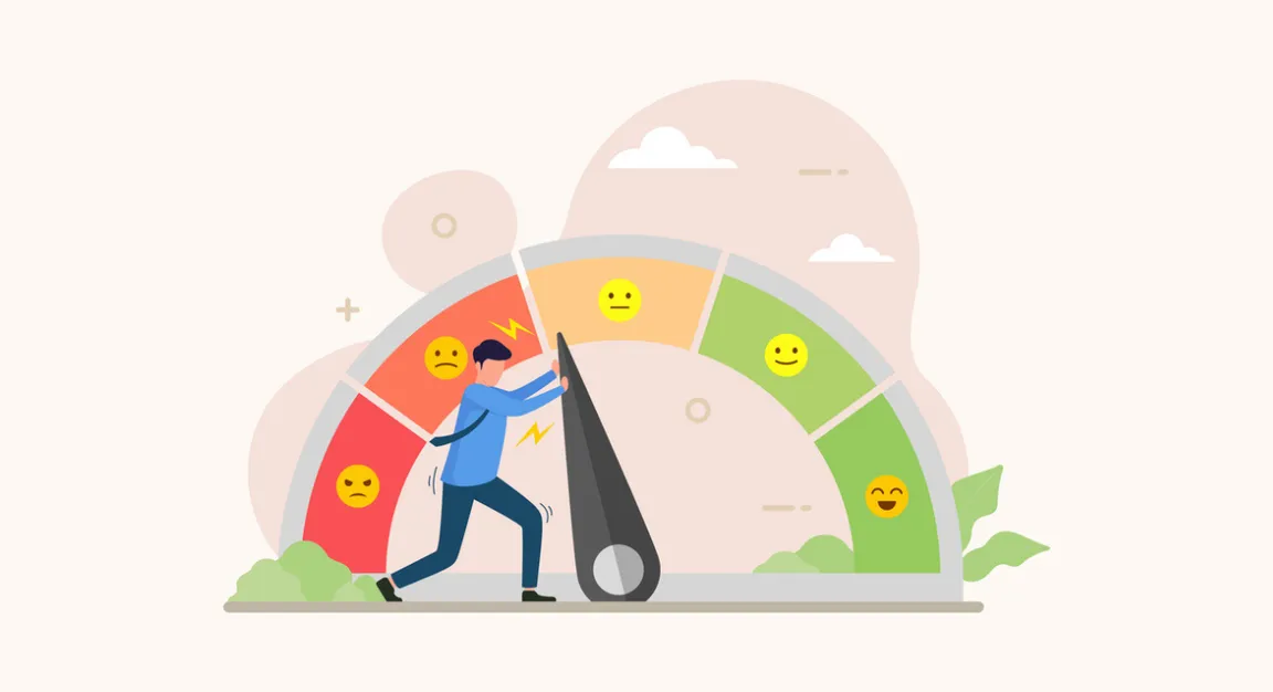 Illustration of a Man Pushing the Dial of a Stress Meter Away from Angry, Symbolizing Managing Patient Distress_1362 x 669 (1)