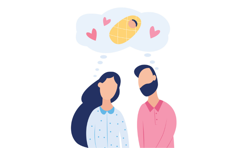 Illustration of couple dreaming about baby_840x500