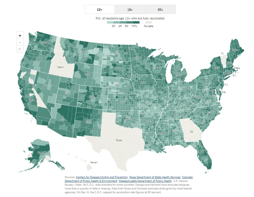 Image, The New York Times reports state-by-state vaccinations, December 28