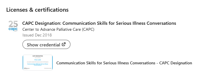 LinkedIn CAPC Designation Example