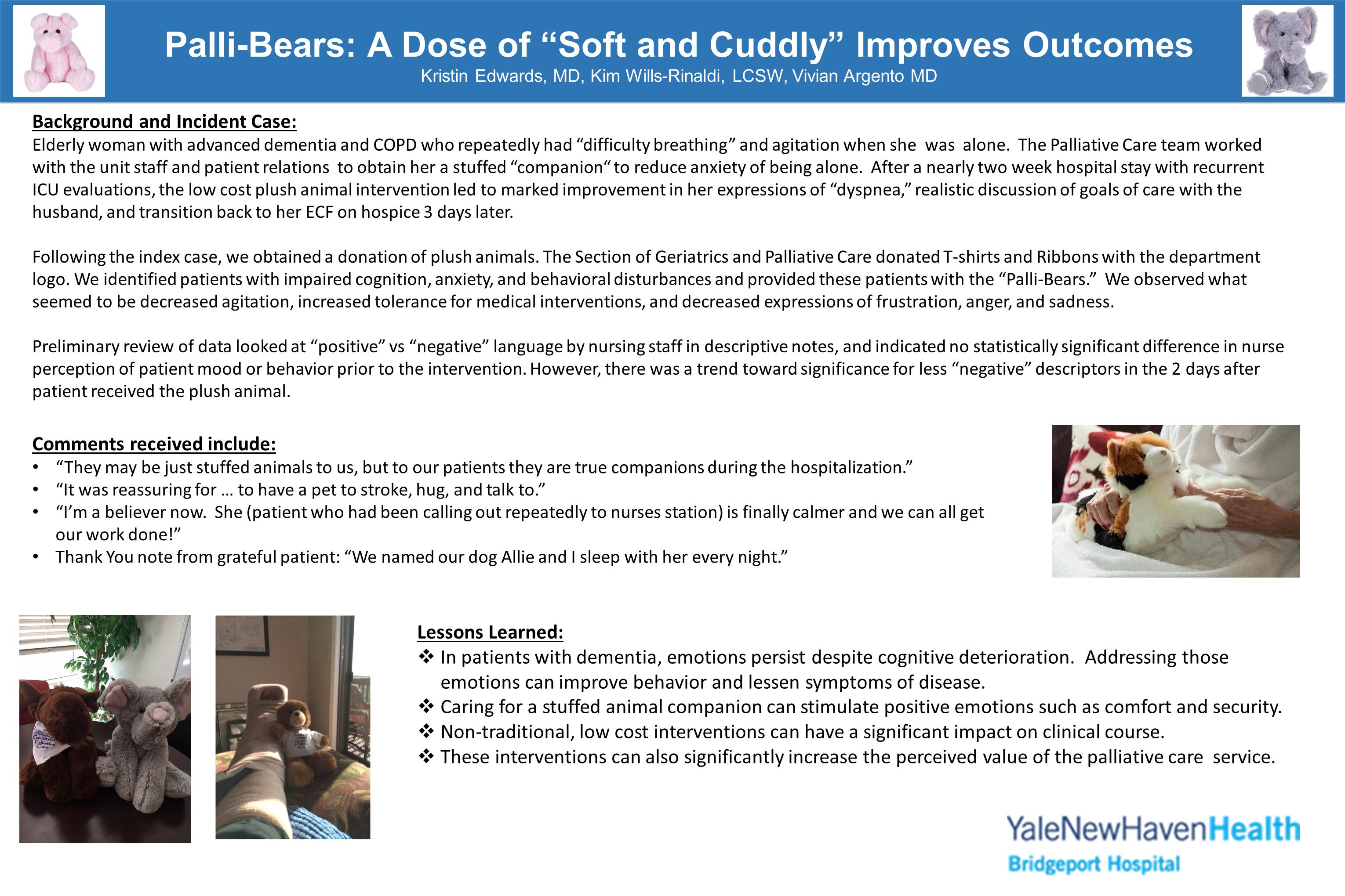 Palli Bears A Dose Of Soft And Cuddly Improves Outcomes